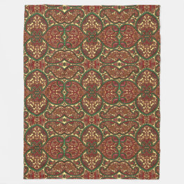 Victorian paisley mönster elegant röd grönt guld fleecefilt