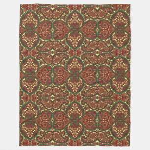 Victorian paisley mönster elegant röd grönt guld fleecefilt