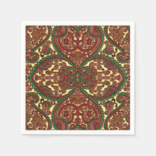 Victorian paisley mönster elegant röd grönt guld pappersservett