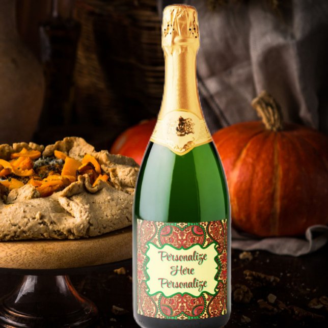 Victorian paisley pattern elegant red green gold (Skapare uppladdad)