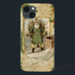 Victorian Pappa jul Blommigt Ephemera<br><div class="desc">God elegant julsammansättning med gammalt grönt-belagt Pappa jul inramat av vintage holly,  ro,  hund och gräs med ornat ro blomstrar på nödställda havsbottnar.</div>