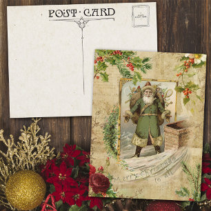 Victorian Pappa jul Blommigt Ephemera Helg Vykort