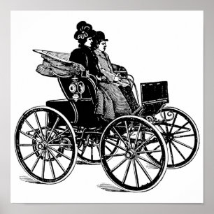 Victorian-parkvinnan Carriage Wagon Art Poster