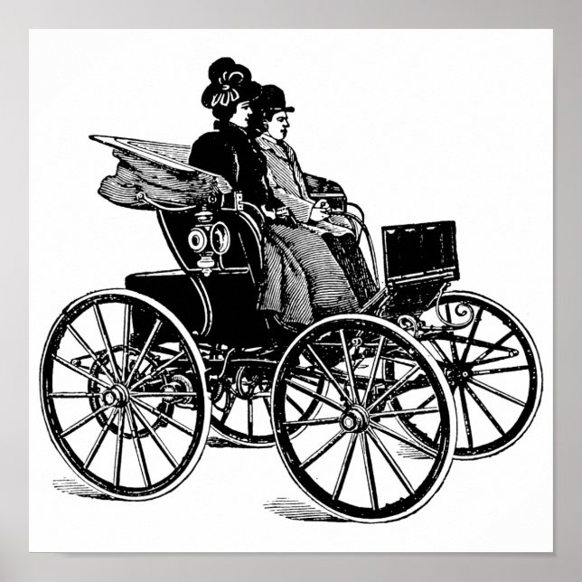 Victorian-parkvinnan Carriage Wagon Art Poster (Framsidan)
