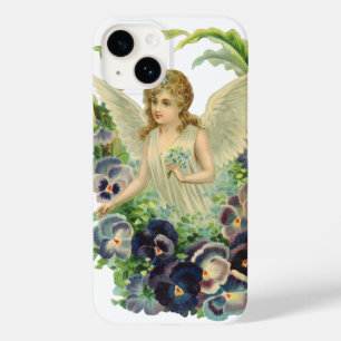 Victorian Påsk Angel med Lila Pansy Flowers