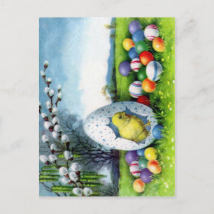 Victorian Påsk Ephemera Helg Vykort