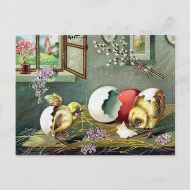 Victorian Påsk Ephemera Helg Vykort (Framsida)