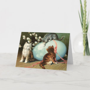 Victorian Påsk Kittens Påsk Card Helgkort