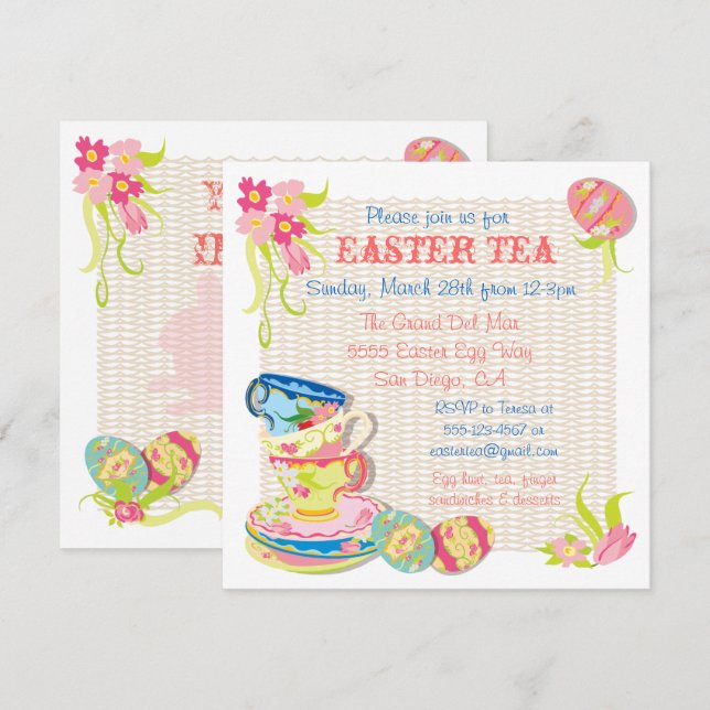 Victorian Påsk Tea brunch-inbjudningar Inbjudningar (Fram/baksida)