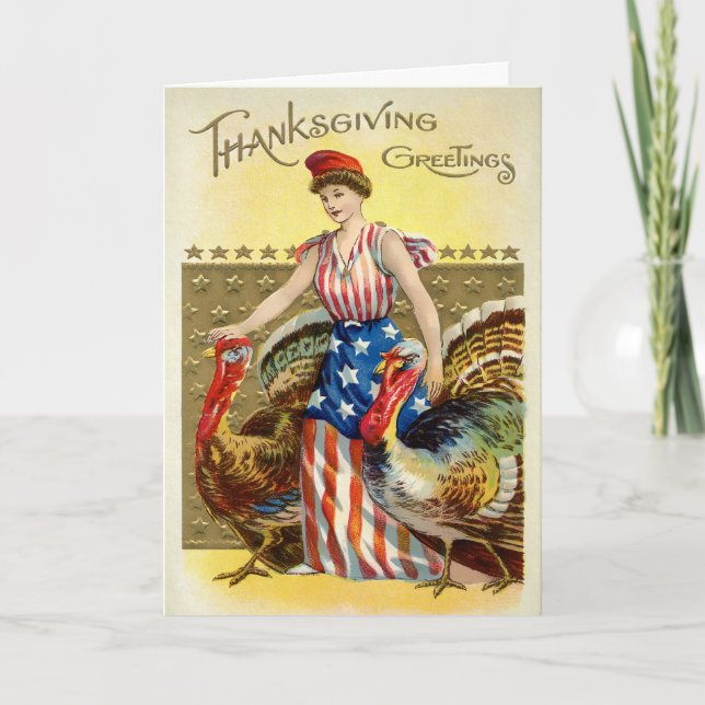 Victorian Patriotic Thanksgiving Card Helgkort (Framsida)