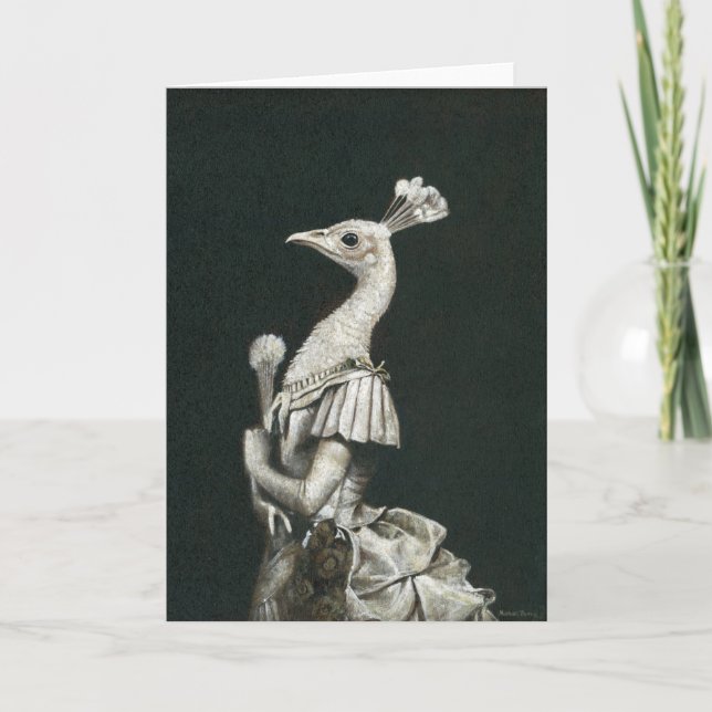 Victorian Peacock Dam Hälsning Card Kort (Framsida)