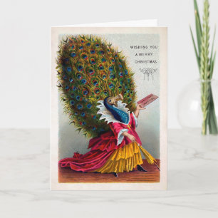 Victorian Peacock-julkort Helgkort