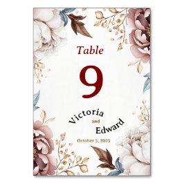 Victorian Peony Luxe Bröllop Bordsnummer Card