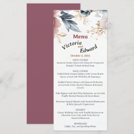 Victorian Peony Luxe Bröllop Menu-kort Meny