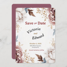 Victorian Peony Luxe Bröllop spara datum Card