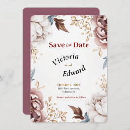 Victorian Peony Luxe Bröllop spara datum Card Inbjudningar