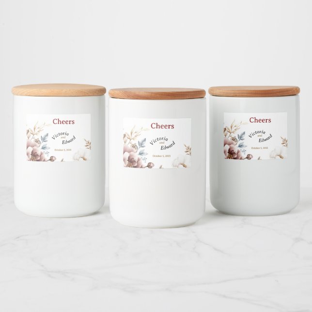 Victorian Peony Luxe Food Container Labels Mat Etiketter (Flaskor)