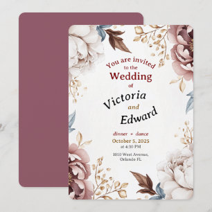 Victorian Peony Luxe Wedding Card Inbjudningar