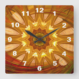 Victorian Peony Red Swirl Fyrkantig Klocka