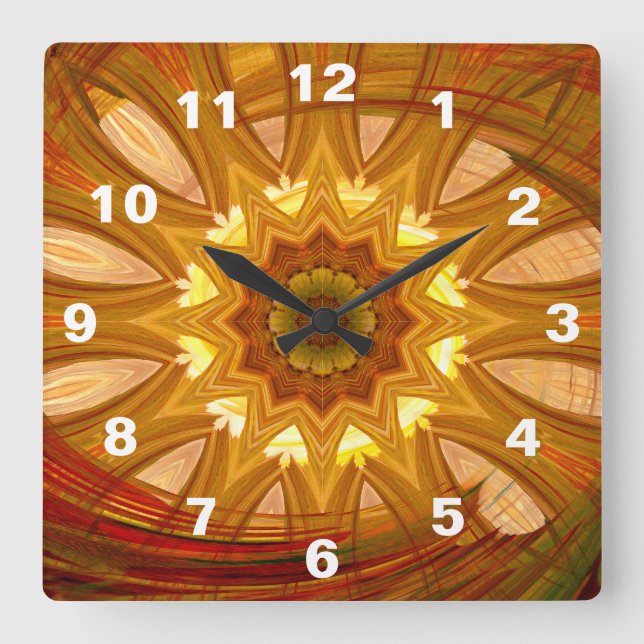 Victorian Peony Red Swirl Fyrkantig Klocka (Framsida)