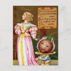 Victorian Plum Pudding jul Vykort