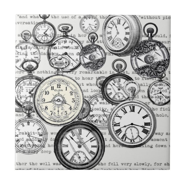 Victorian Pocket Watch Alice i Wonderland Kakelplatta (Framsidan)