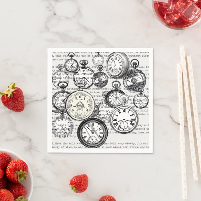 Victorian Pocket Watch Alice i Wonderland Pappersservett (Insitu)