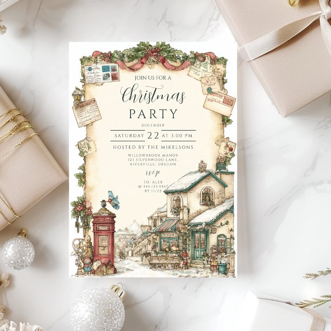 Victorian Postbox-jul Inbjudningar (Skapare uppladdad)