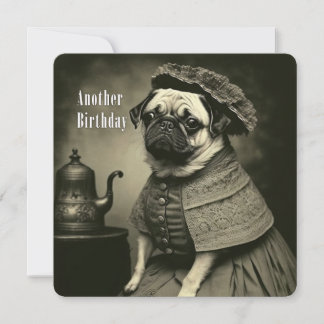 Victorian Pug Birthday Card - Lustigt bild i Pug Julkort