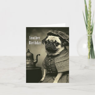 Victorian Pug Birthday Card - Lustigt bild i Pug Kort