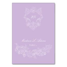 Victorian Purple Crest Elegant Foldable Name Card Bordsnummer