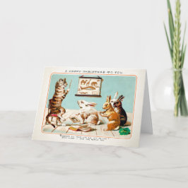 Victorian Pussy och hennes Pupils julkort Helgkort