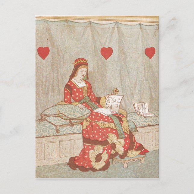 Victorian Queen of Hearts 1900's Valentine Helg Vykort (Framsida)