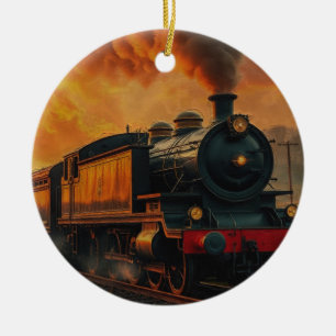 Victorian Rail Travel - Steampunk Steam Tåg Julgransprydnad Keramik