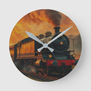 Victorian Rail Travel - Steampunk Steam Tåg Rund Klocka