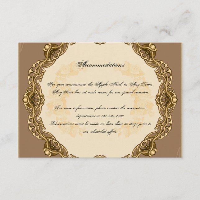 Victorian Ram i Guld Bröllop Infoga Tilläggskort (Framsida)