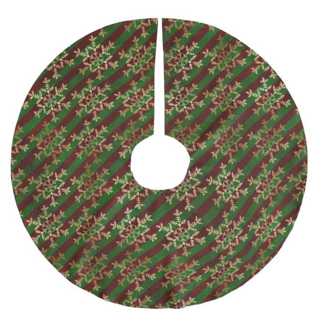 Victorian Rand och Snöflingor Julgransmatta Borstad Polyester (Framsidan)