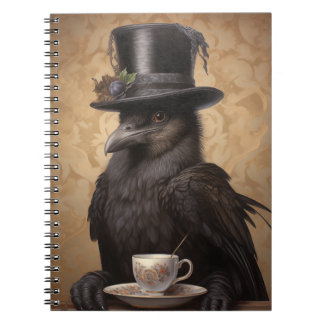 Victorian Raven Enjoying Coffee - vanlig bärbar da Anteckningsbok