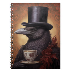 Victorian Raven w/Top hat Enjoys-kaffe - bärbar da Anteckningsbok