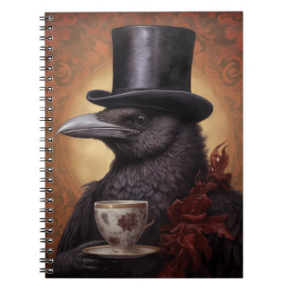 Victorian Raven w/Top hat Enjoys-kaffe - bärbar da Anteckningsbok