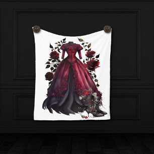 Victorian Red Dress och Heels   Antikalt Ro Gown Fleecefilt