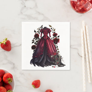 Victorian Red Dress och Heels Antikalt Ro Gown Pappersservett