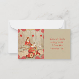 Victorian Red Heart Queen Art Kärlek Anteckningskort