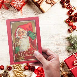 Victorian Red Jultomten Hej God jul Helg Vykort