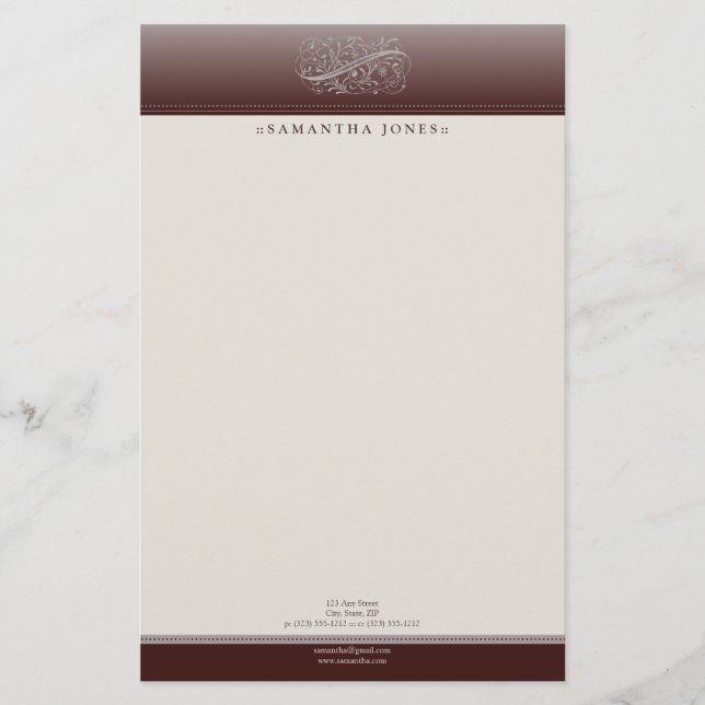 Victorian Red Vin Customized Stationery Brevpapper (Framsida)