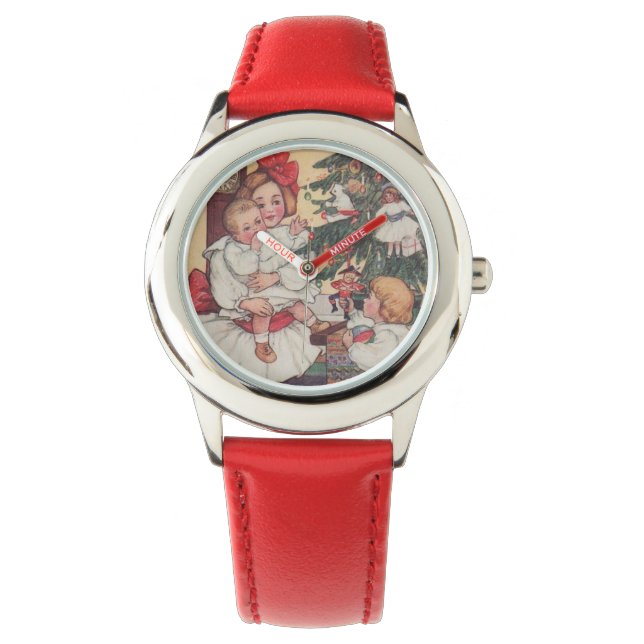 Victorian Red Vintage Kids Julvakter Armbandsur (Framsida)