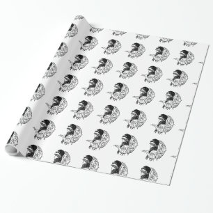 Victorian Reisy Woman med Parasol Porträtt Presentpapper