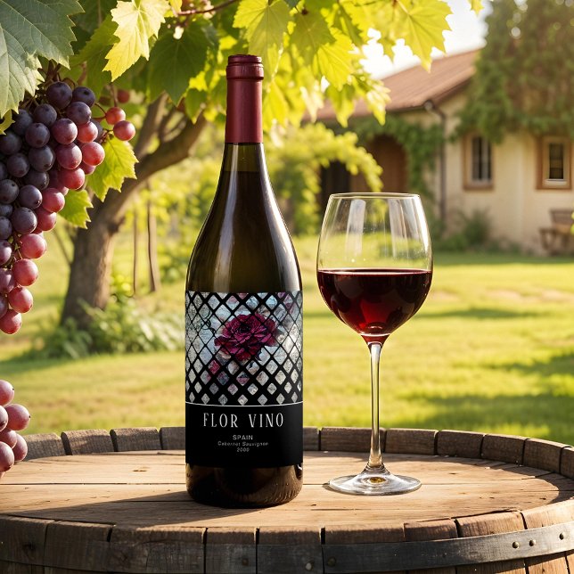 Victorian Ro Ephemera Blommigt Vinflaska Etikett (Skapare uppladdad)