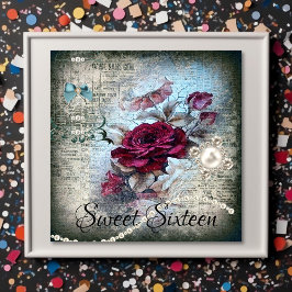 Victorian Ro Ephemera Sweet sixteen Inbjudningar