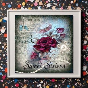 Victorian Ro Ephemera Sweet sixteen Inbjudningar